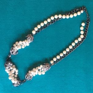 Rhinestone and Faux Pearl Necklace